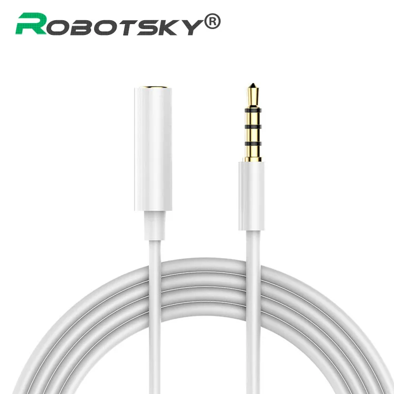 Robotsky Universial 3.5mm Audio Extension Cable 4-pole Male to Female Headphone Extension Code for Mp3 Phone Tablet Desktop