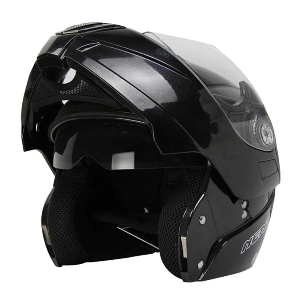 Glossy Black NENKI мотоциклетный шлем флип UpHelmet дышащий комфорт двойной объектив крушение Touring Мотоцикл Полный шлем для мотоцикла - Цвет: Glossy Black