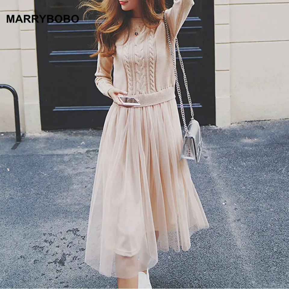 Хит продаж платья свитера 2018 женские элегантные с длинным рукавом для женщин