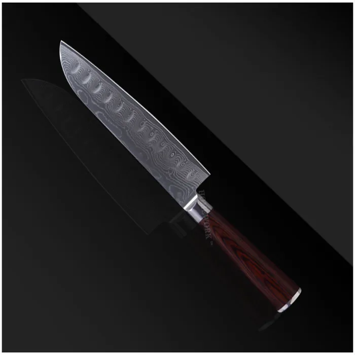 Горячие продажи Дамаск ножей 7 дюймов нож santoku 71 слоев из дамасской стали кухонные