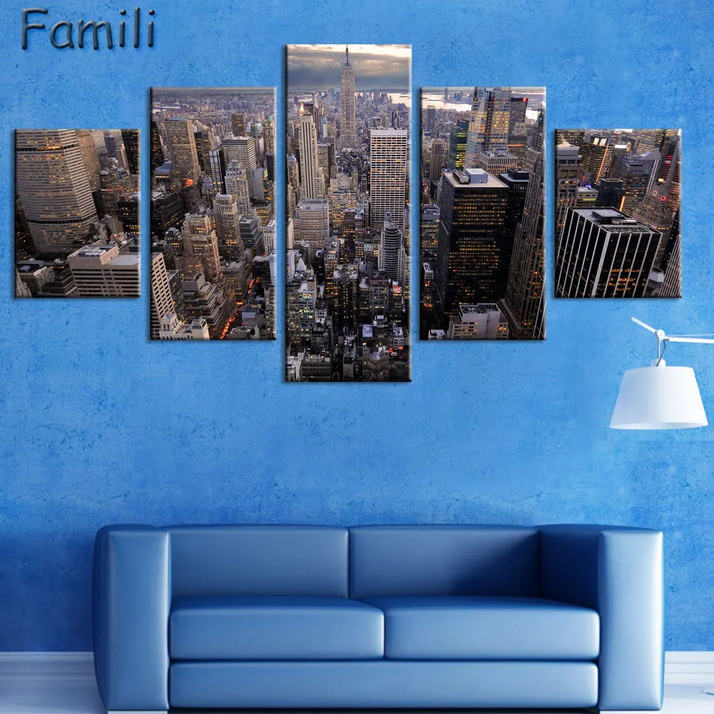

5 Panel UnFramed Printed brooklyn manhattan new york Painting children's room decor print poster picture canvas egyptian decor