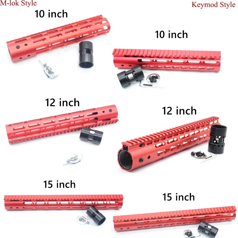TriRock 10 ''/12''/15 ''дюймовый Keymod/M-lok Handguard рельсовый прицел поплавковая система крепления для AR-15. 223/5. 56_Red color