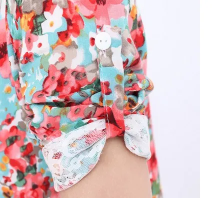Fashion Girl Women Flower Pattern Shirt Notched Collar Tops Blouse 1pcs/lot Free Shipping SQ0041|shirt russia|shirt dress plus sizeshirt girl |