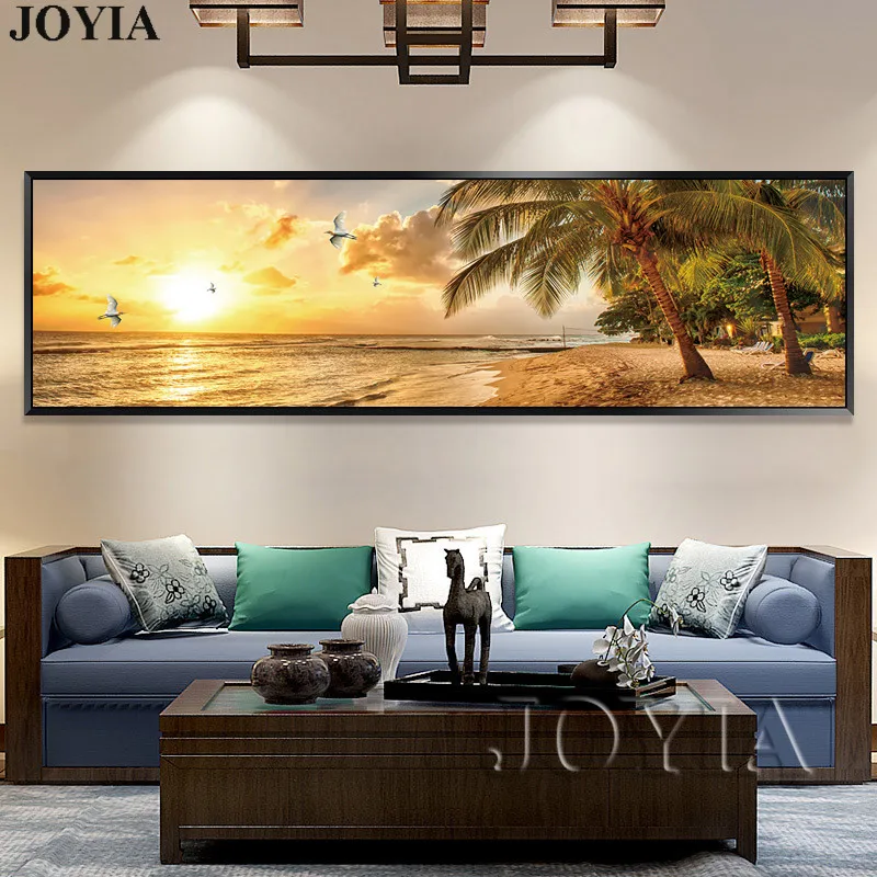 Пейзаж Картина на холсте Пляж картина Сумерки море стену для современного дома