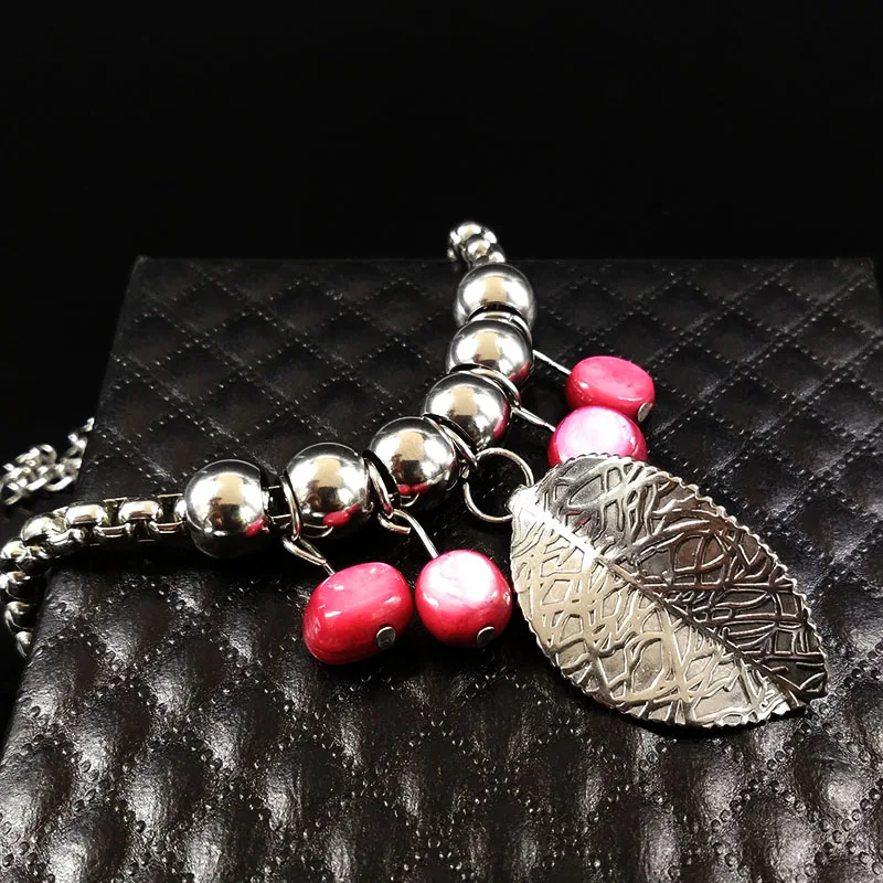 2018 богемное оставить Серебряный Цвет Нержавеющая сталь браслет для WomenPink