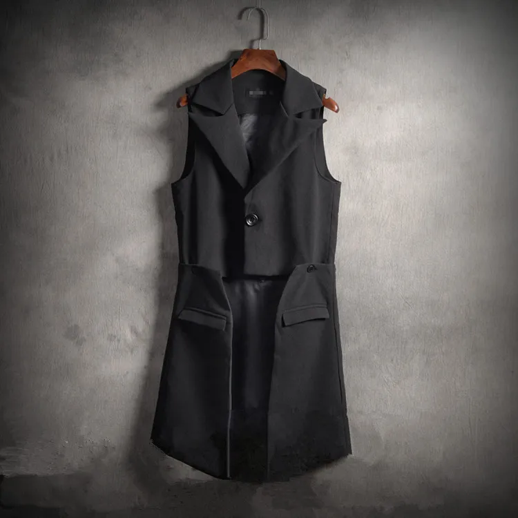 S ~ 5XL Новая мужская одежда мода стилист костюм с лацканами жилет со съемным тонкий