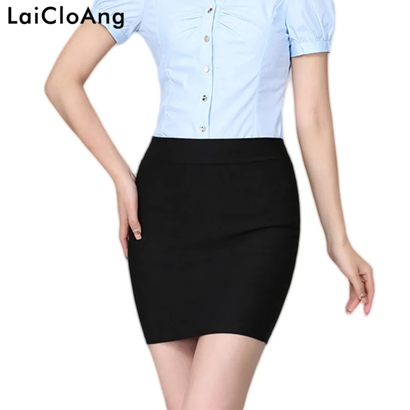 Женская Повседневная юбка-карандаш LaiCloAng черная офисная короткая хлопковая юбка
