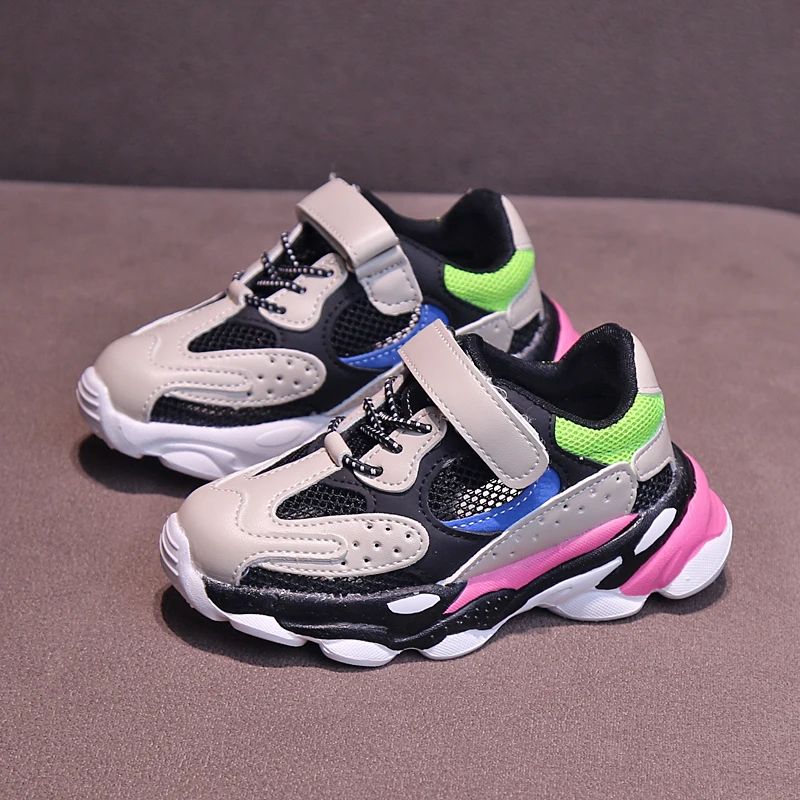 ULKNN Boys shoes autumn new Korean children's soft bottom breathable sports shoes girls mesh casual shoes big Kids baby - Цвет: red