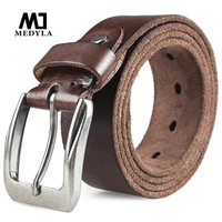 medyla men top layer leather casual high quality belt vintage design pin buckle genuine leather belts for men original cowhide