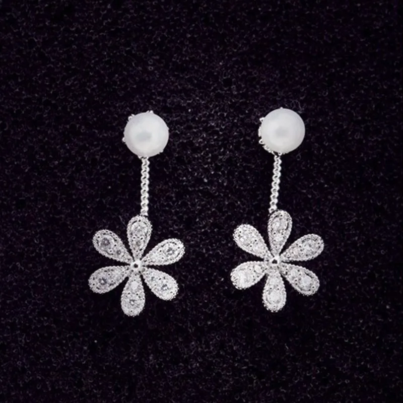 Женские серьги гвоздики с искусственным жемчугом 5 цветов|flower stud earrings|stud earringsstud