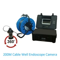 1 set underwater endoscope camera 200m cable fishing camera 360 degree industrial inspection infrared led well pipe system use