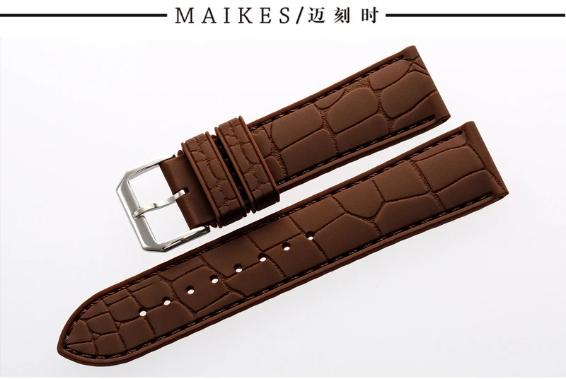 MAIKES новые высококачественные спортивные Ремешки для наручных часов черные 20 мм 22 мм силиконовый резиновый ремешок с пряжкой из нержавеющей стали