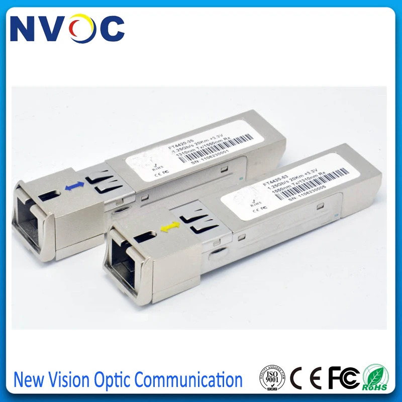 2 пар/лот одноволоконный приемопередатчик WDM 1 25G нм/нм 60 км DDM BiDi SFP с разъемом