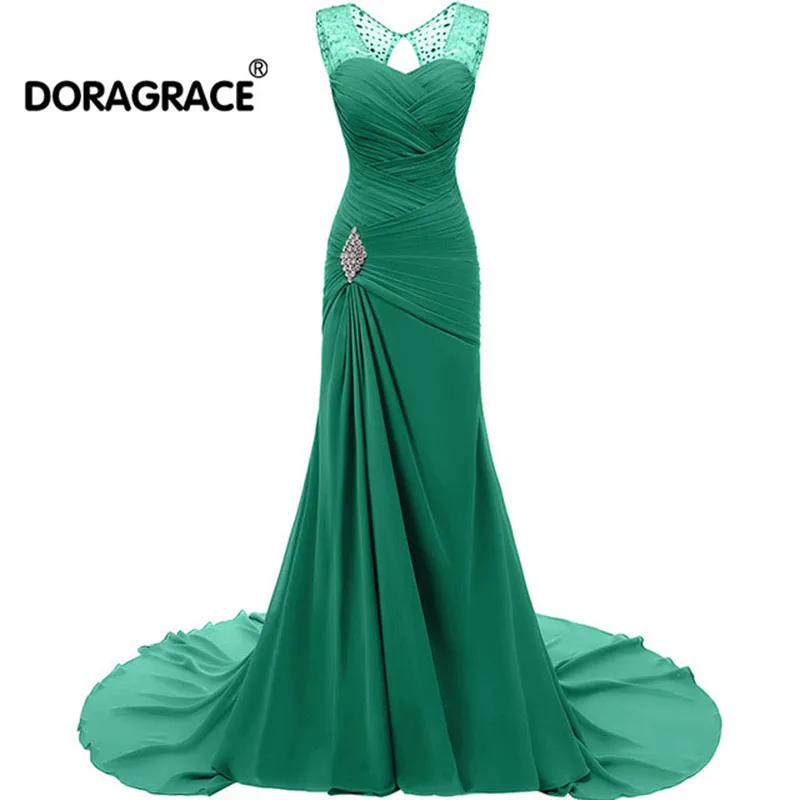 Doragrace Элегантное длинное шифоновое вечернее платье в пол со шнуровкой и