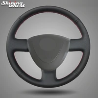 shining wheat black leather car steering wheel cover for honda city 2002 2008 fit jazz 2001 2007
