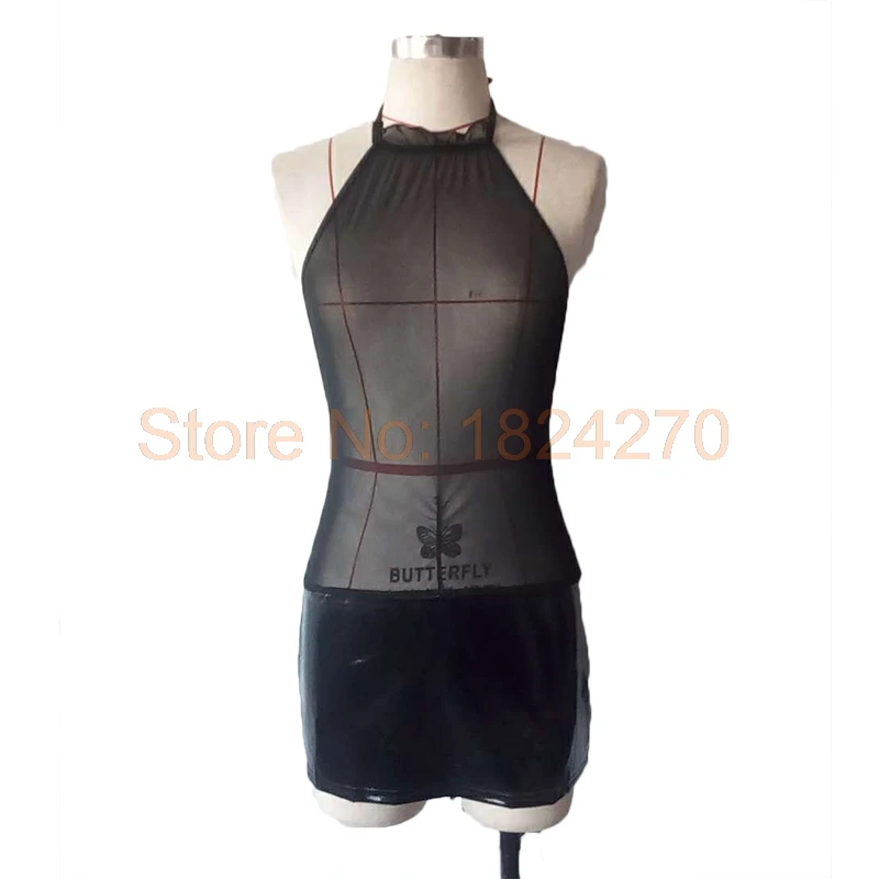 Горячее сексуальное женское белье из искусственной кожи Сетчатое платье с