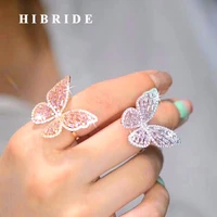 hibride fashion hollow out butterfly shape cubic zircon stud earring bangle adjustable rings jewelry sets luxury jewery n 608