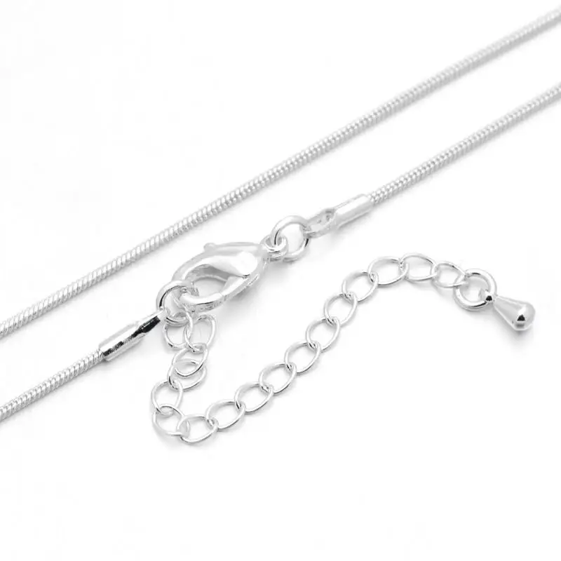 

100Strands Rack Plating Brass Snake Chain Necklaces, with Lobster Claw Clasps and End Chains, Silver, 18.11"; 1mm