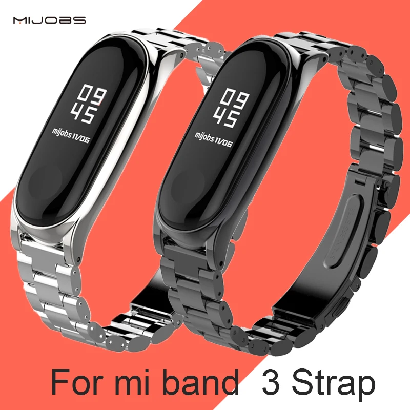 Металлический ремешок mijobs для Xiaomi Mi Band 3 Безвинтовой браслет из нержавеющей стали