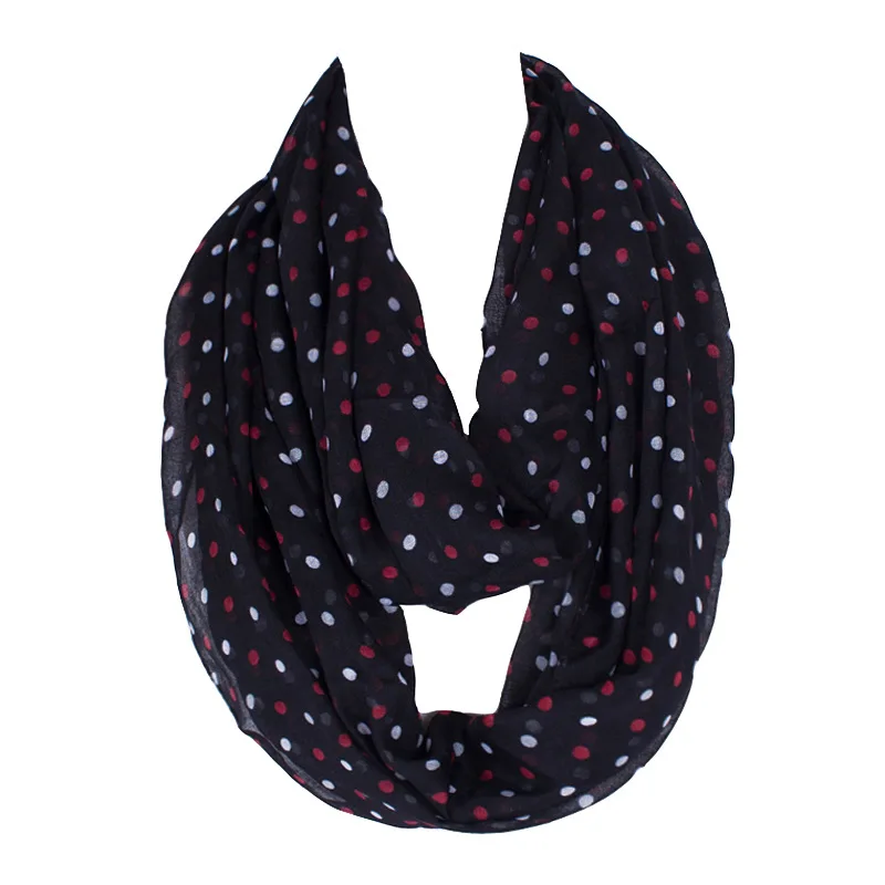 Женский шарф кольцо в горошек из полиэстера 180x50 см|ring scarf|loop scarffashion scarf |