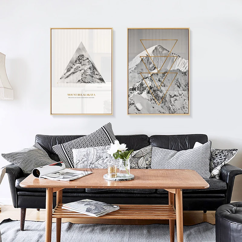 Nordic Geometric Mountain Paintings Modern Art Canvas Painting Posters And Prints Wall Pictures For Living Room Home Decoration | Дом и сад