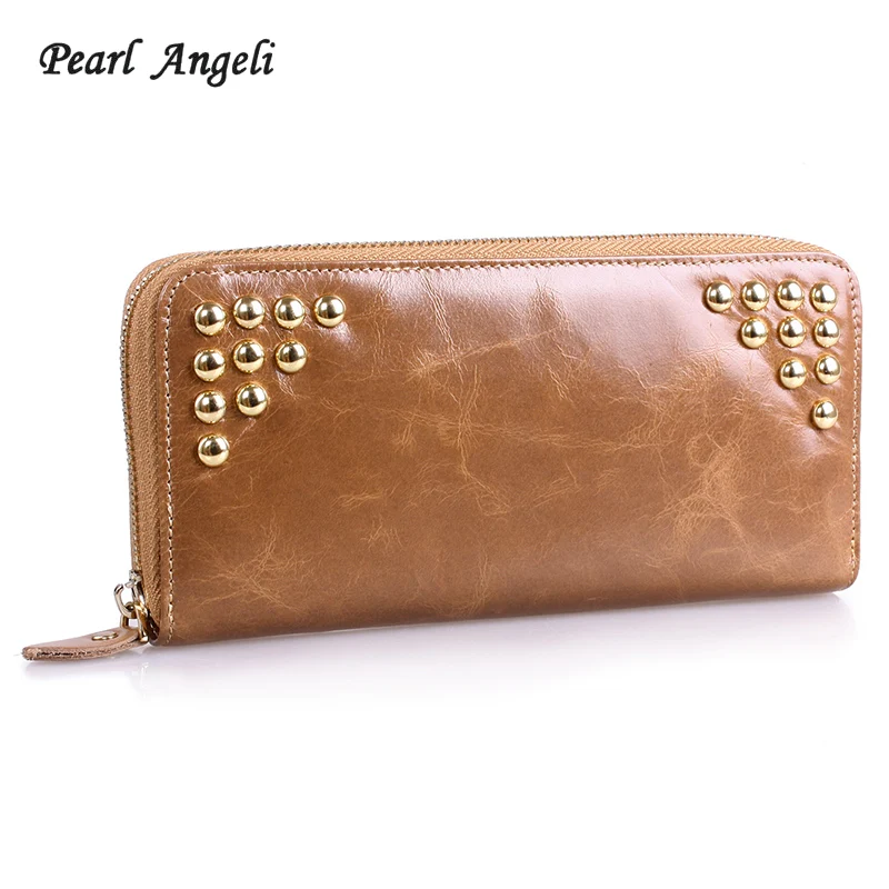 Жемчуг Angeli длинные из натуральной кожи женский кошелек Pearl Дизайн Для женщин