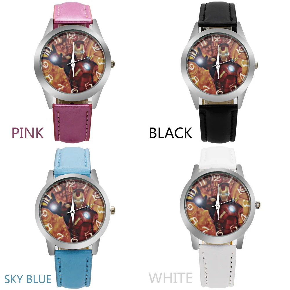 Черный Дети Студенты красивый Железный человек мультфильм милый часы самые