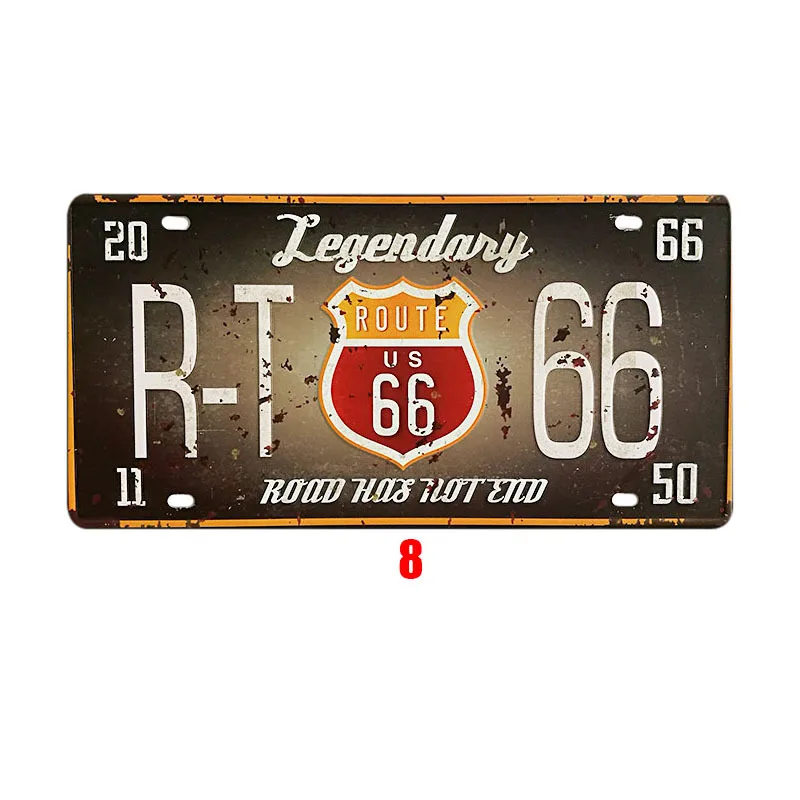 Номер машины, металлическая пластина, Ретро стиль, США, Декор, Route 66, Оловянная вывеска, бар, паб, гараж, металлические вывески, декоративная металлическая доска, 15x30 см
