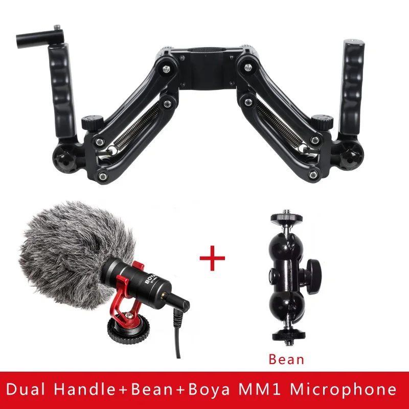 Карданный стабилизатор двойной ручной расширенной ручкой для Zhiyun Crane 3 Weebill lab DJI RONIN S AK4000 AK2000 MOZA AIR 2 AIRCROSS - Цвет: with bean microphone
