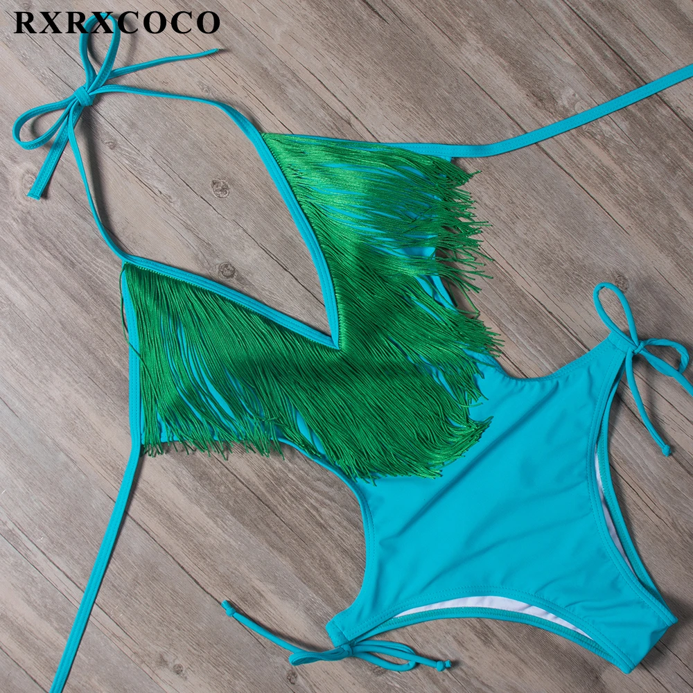 RXRXCOCO размера плюс сдельный купальник женский купальник Летний купальный костюм пуш-ап бандажный Монокини Одноцветный боди пляжная одежда