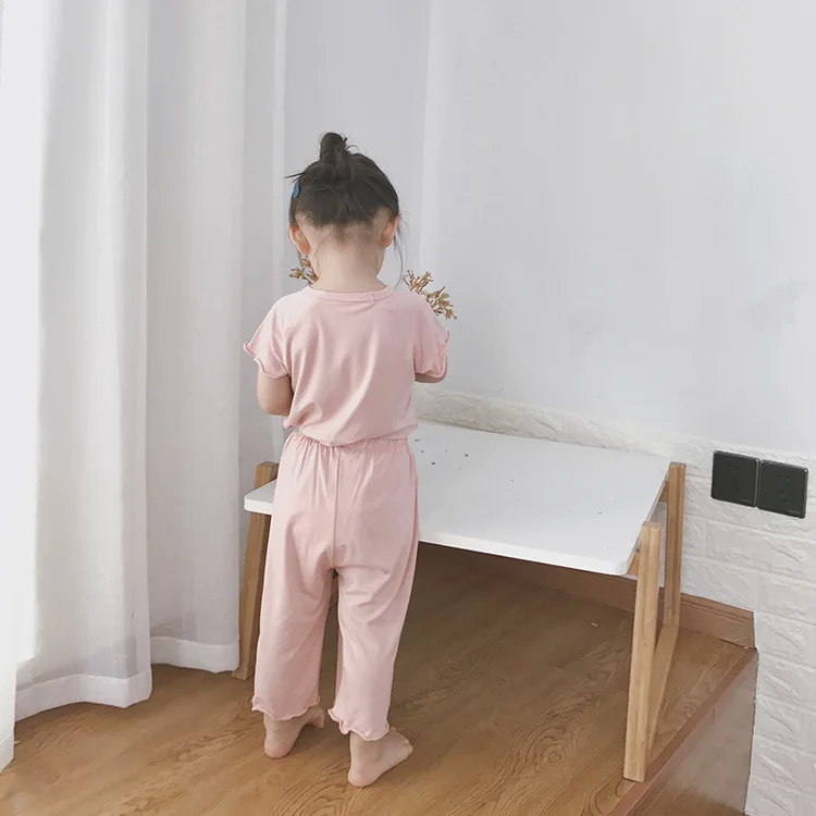 Летние милые пижамные комплекты с принтом клубники для девочек 1-7 лет, Детская футболка из чистого хлопка с короткими рукавами+ штаны, костюмы из 2 предметов