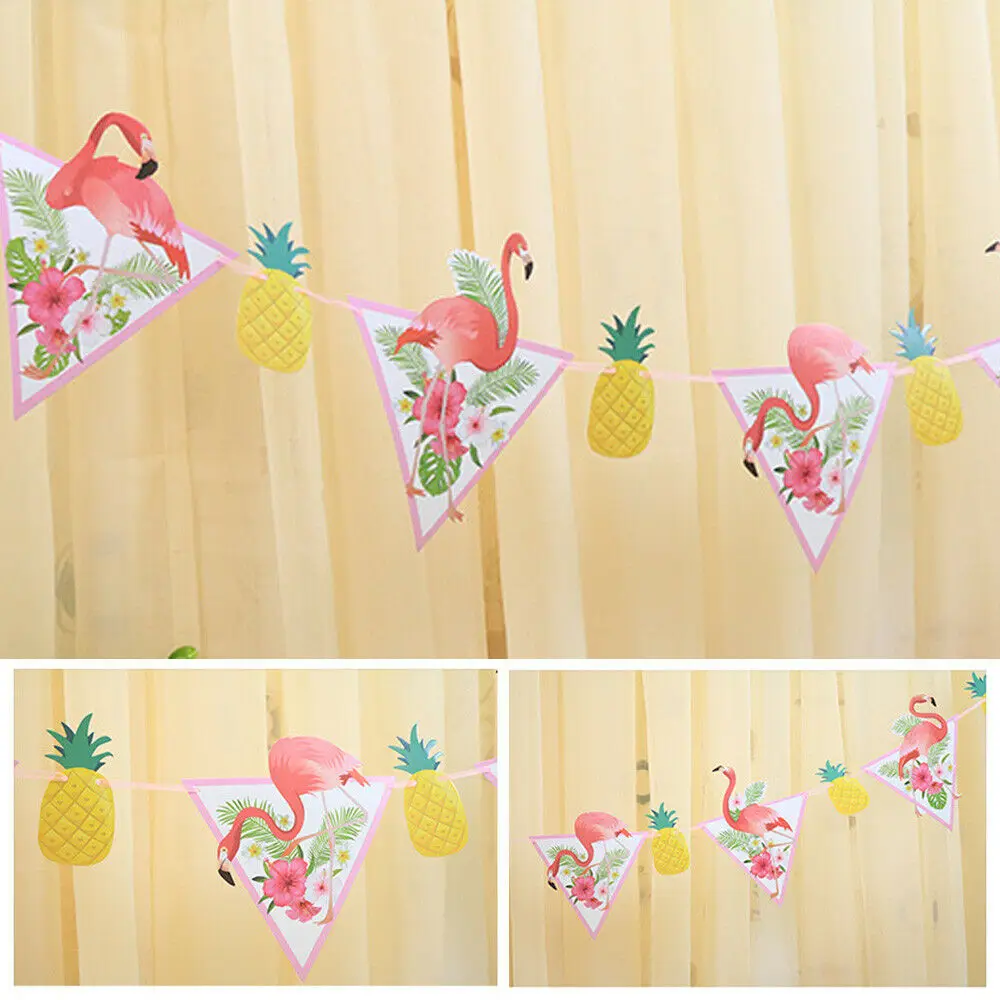 Гавайские Фламинго баннеры тянуть флаги вымпелы висячая Гирлянда DIY для домашней