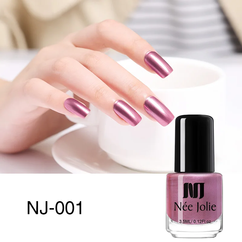 3.5ML NJ-001 NEE JOLIE Серебряный зеркальный лак для ногтей розовое золото прозрачный цвет 7,5 мл стойкий лак для ногтей 18 цветов Быстросохнущий лак для ногтей - Цвет: 3.5ML NJ-001