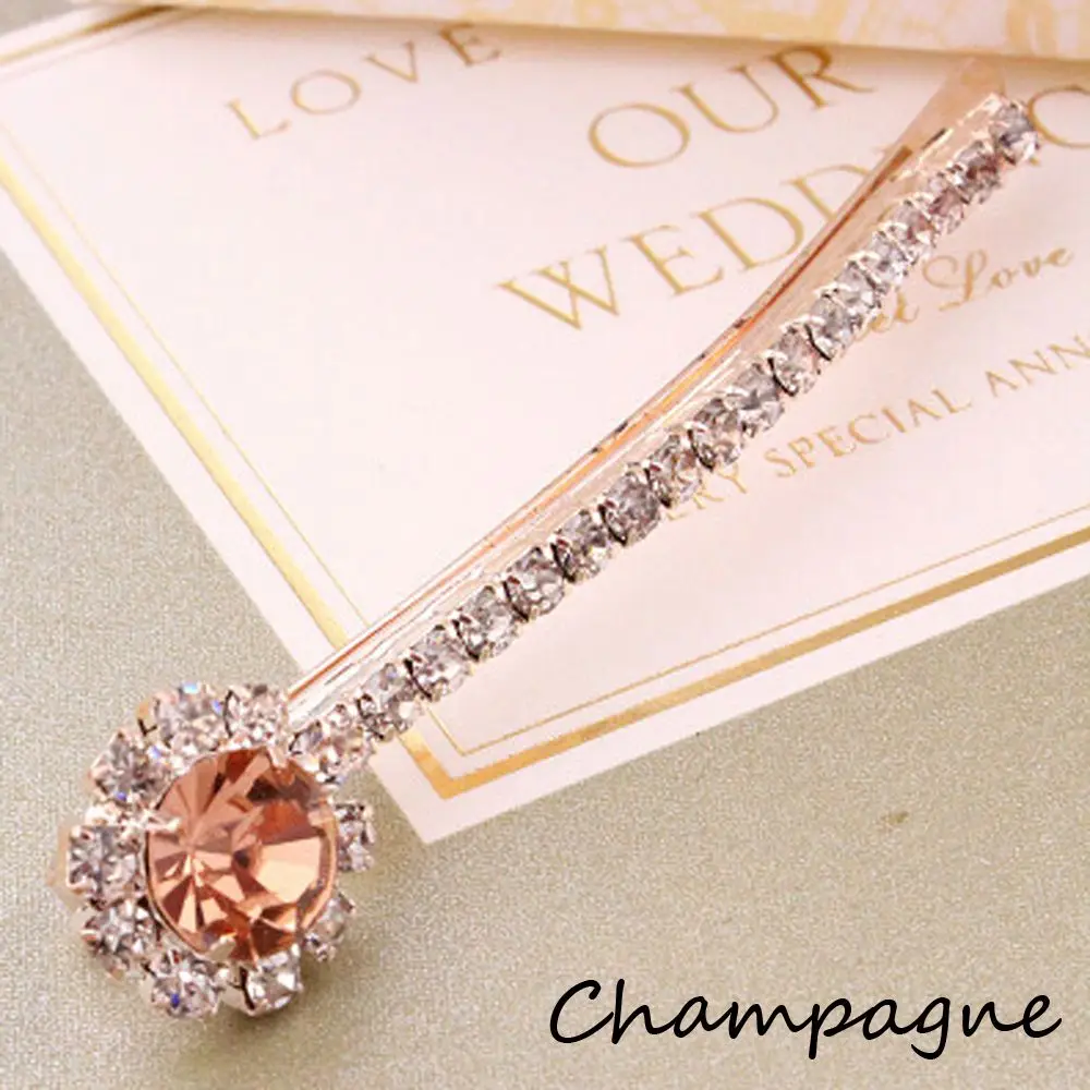 Champagne 1 шт., корейские заколки для волос для женщин и девочек, хрустальные стразы, заколка для волос, заколки, аксессуары для волос - Цвет: Champagne