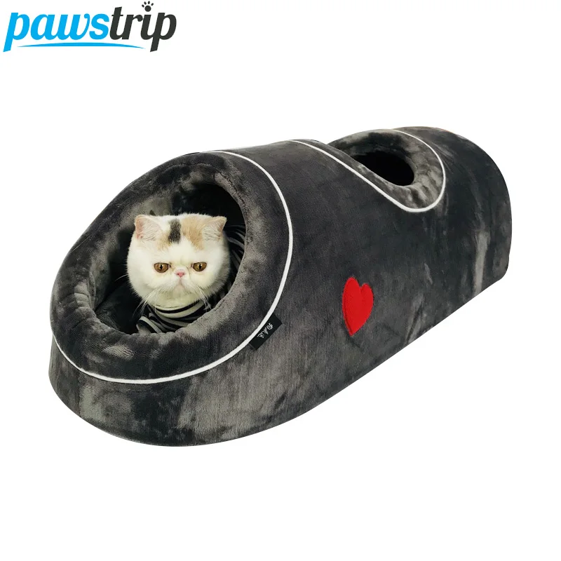 

pawstrip 2018 New Winter Cat Beds Soft Warm Small Dog Bed Coral Fleece Cat Tunnel Bed Pet Nest Bed For Dog Cats S/L