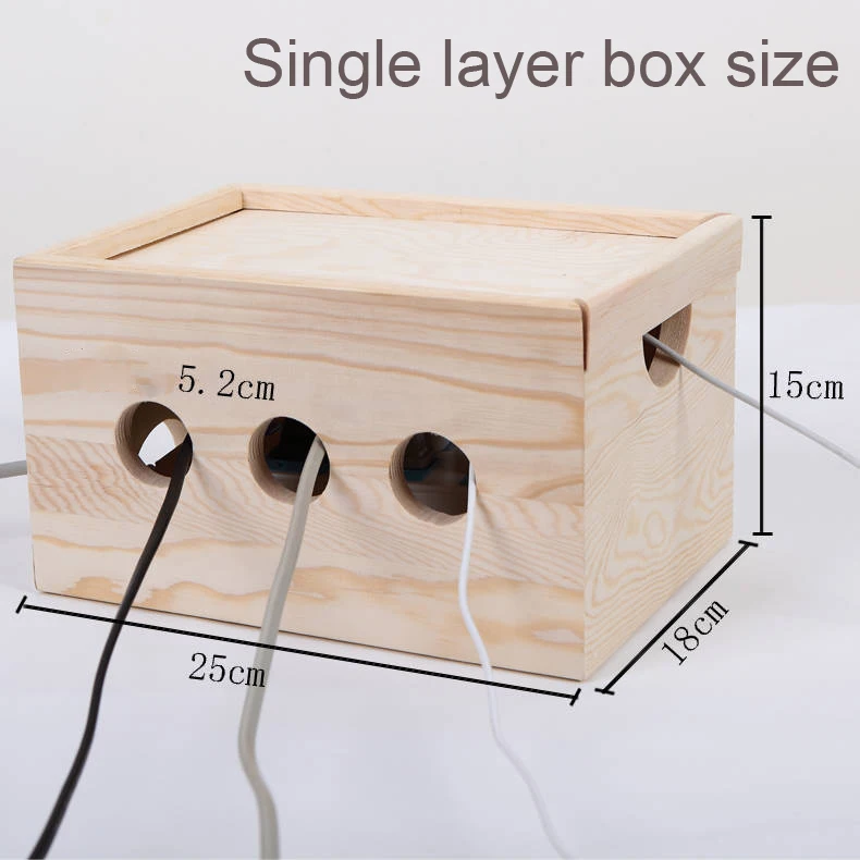 Single layer box Деревянный Настольный органайзер, Wi-Fi роутер, коробка для хранения, полка, держатель кабеля, шнур, розетка, доска, контейнер, провод, безопасность, аккуратный, для дома - Цвет: Single layer box