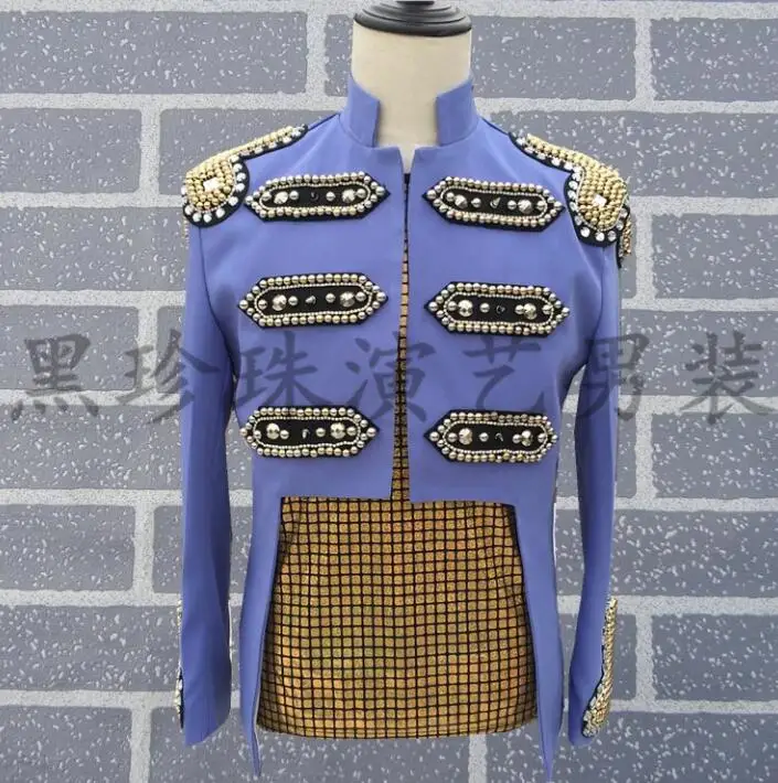 Мужские дизайнерские костюмы с заклепками для мужчин сценический певицы мужской