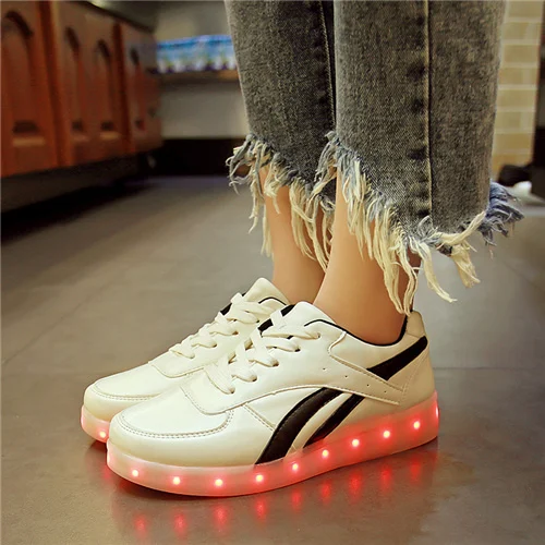 Fdh02k Black Twill 7ipupas Colorful Luminous sneakers Unisex led shoe boy with lighted sole for kids light up shoe girl Glowing Usb charge sneakers - Цвет: Fdh02k Black Twill