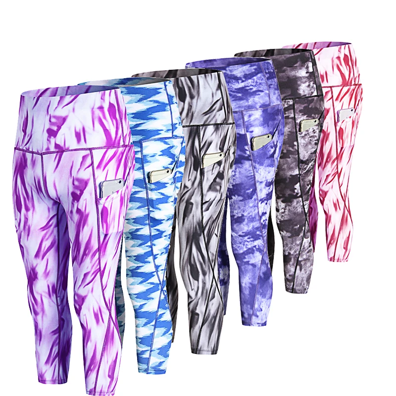 Камуфляжные женские компрессионные укороченные штаны для йоги Капри