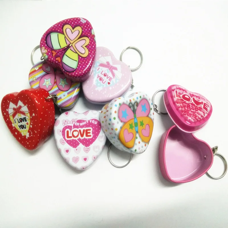Heart shaped 12 шт./лот, мини-коробка для хранения мелочей, портативная маленькая металлическая коробка, чехол для таблеток, герметичные банки, шкатулка для украшений, серьги-кольца - Цвет: Heart shaped