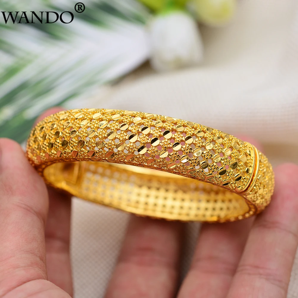 

WANDO 1Pce New Fashion lady Luxury Gold Color Jewelry Bangles Ethiopian African Women Dubai Bracelet Party wedding Gifts