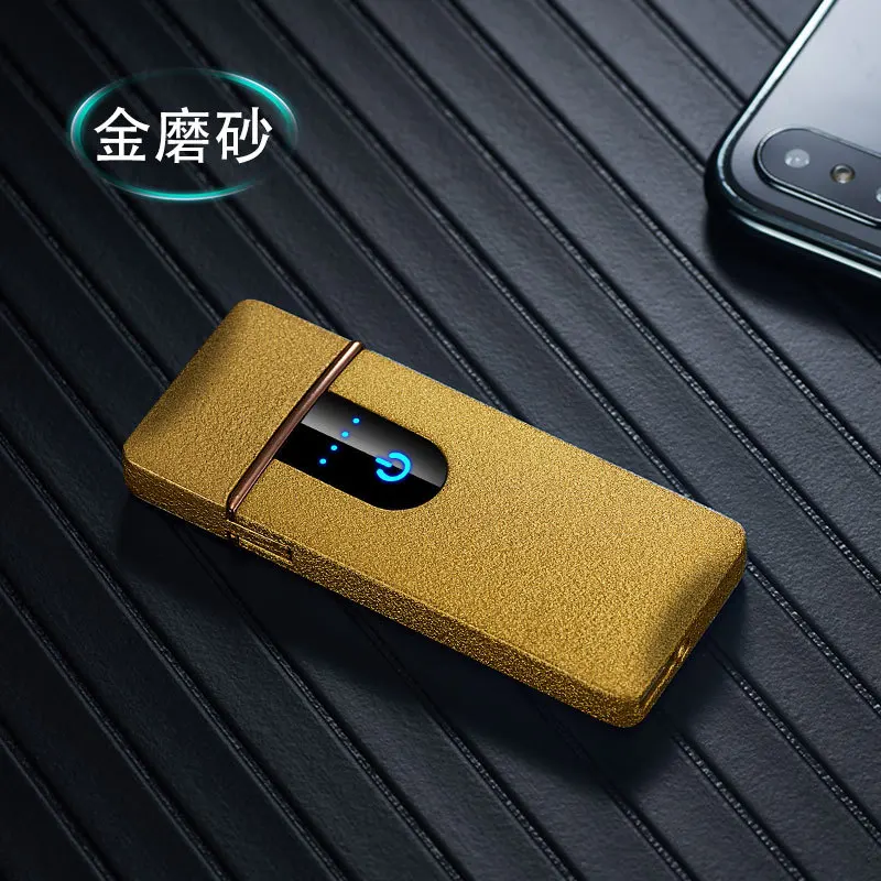 Gold matte Горячая Распродажа USB Зажигалка перезаряжаемая электрическая зажигалка дешевая USB электрическая зажигалка для прикуривателя двухстороннее зажигание ветрозащитная - Цвет: Gold matte