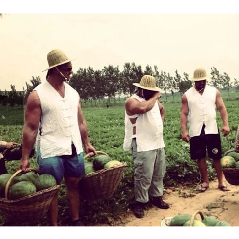 

Men's Chinese Vintage Cotton Vest Farmer Worker Sleeveless Tank Top Summer Casual Wear Multi Color 043-377