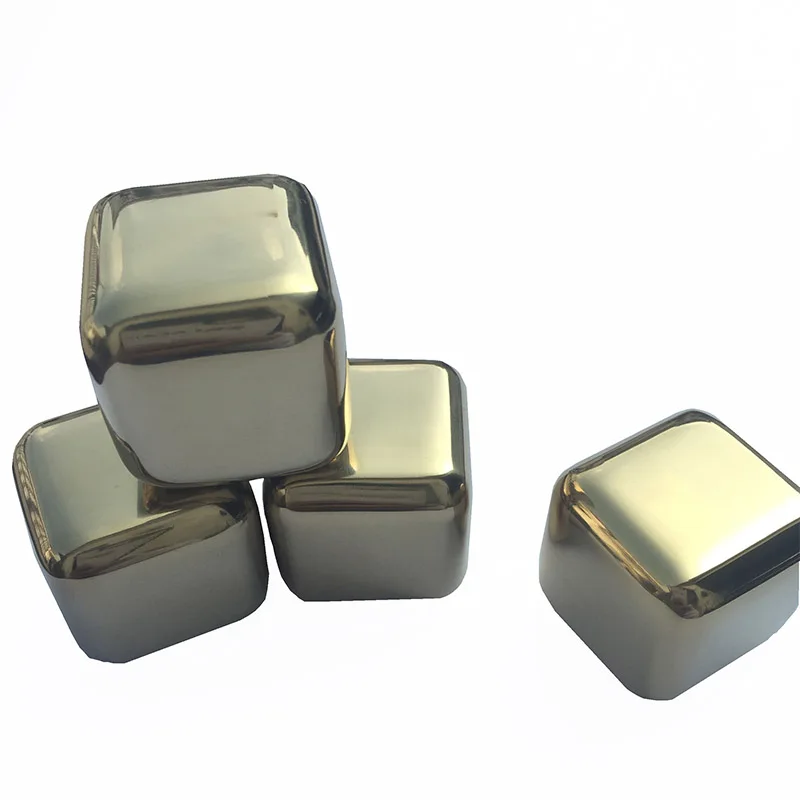 6 шт./лот Золотой виски сталь заморозка для льда нержавеющие камни пиво Бар