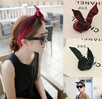 New Velvet Bunny Wire Wrap Headband Hair Band Women Girls Hair Accessories Turban Bandage On Head Bandana Rabbit Ear  Headband