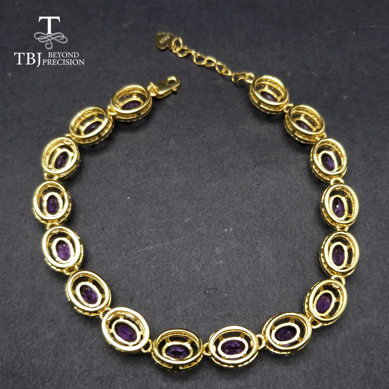 Женский браслет с аметистом TBJ длинный натуральными драгоценными камнями в