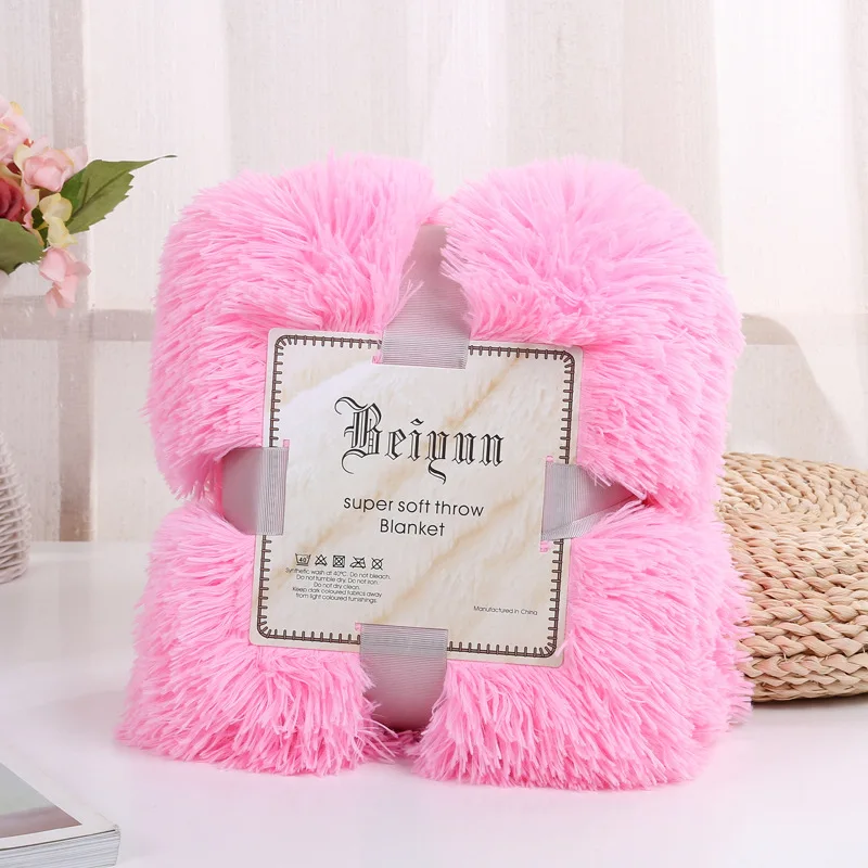 Pink Супер мягкий длинный мохнатый пушистый мех искусственный мех теплый элегантный уютный с пушистым шерпа плед для дивана кровать подарок для вашей семьи - Цвет: Pink