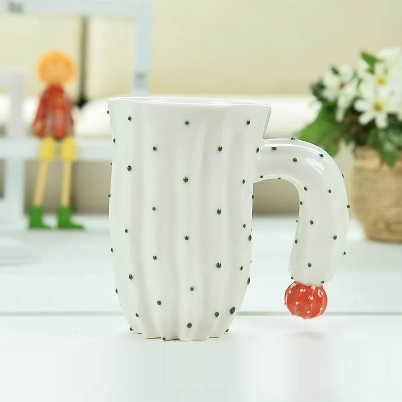 GLLead Creative Cactus Plastic Arts Ceramic Coffee Mug Office Breakfast Milk Teacup Porcelain Afternoon Tea Mugs 350ml Cup | Дом и сад
