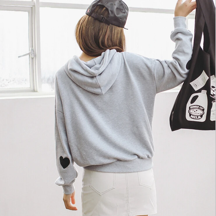 2016 Осень Женщины Толстовки Кофты Корейский Любовь Вышивки Свободные Моды