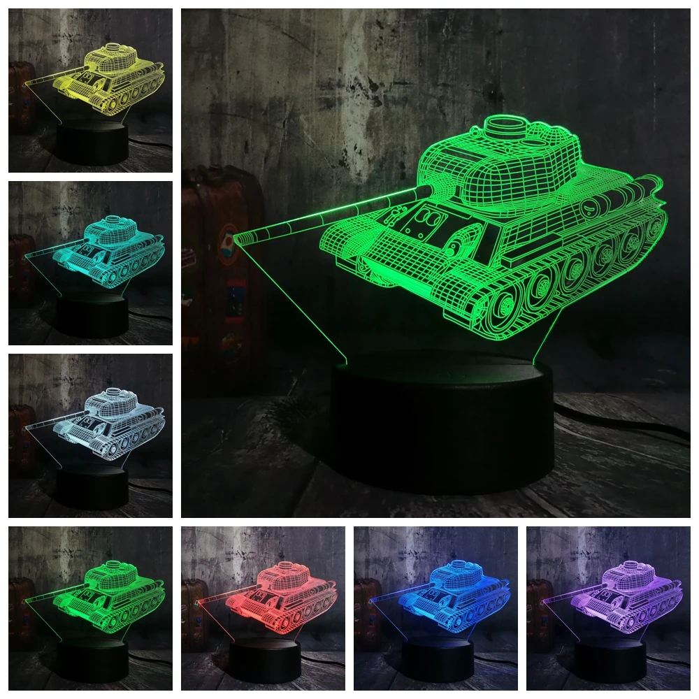 Светодиодная настольная лампа крутой Настольный светильник 3D с баком 7 меняющих